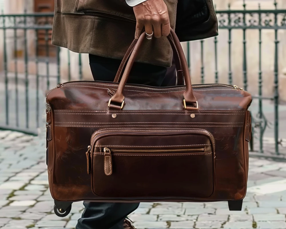 leather carry on luggage wheeled